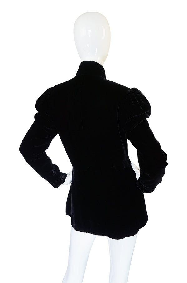 c1975 Thea Porter Couture Black Silk Velvet 'Chazara' Jacket