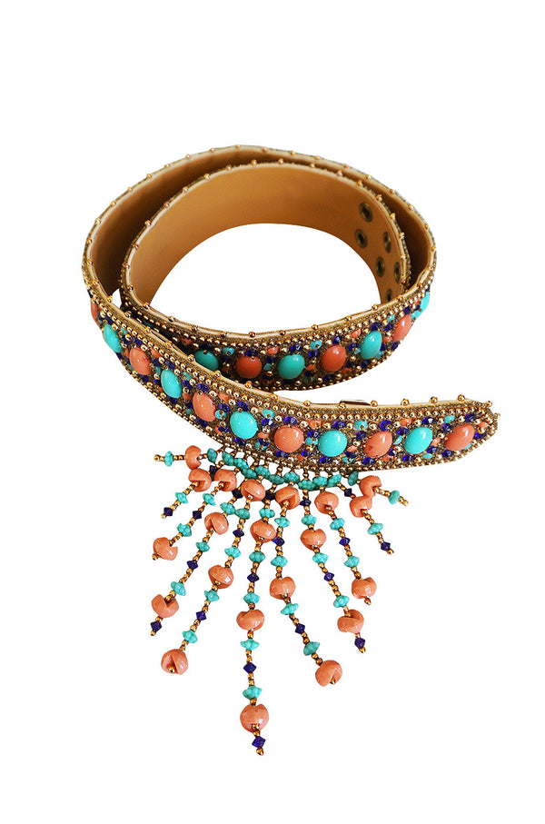 1960s Completely Covered Cabochon and Beaded Belt