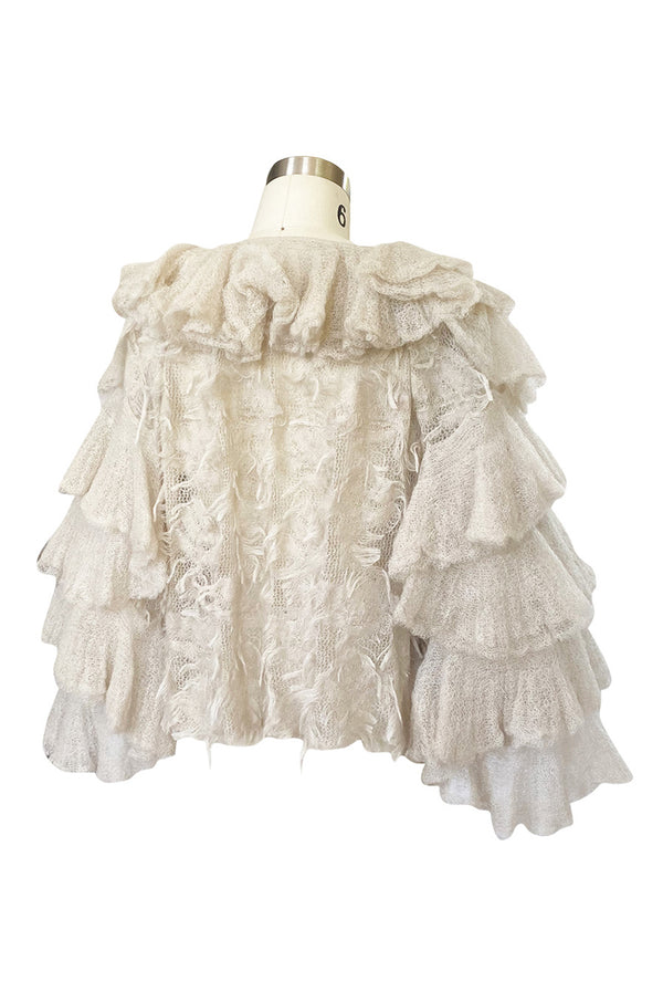 Fall 2009 Chanel Gossamer Mohair Knit Ruffled Sleeve Fantasy Evening Jacket