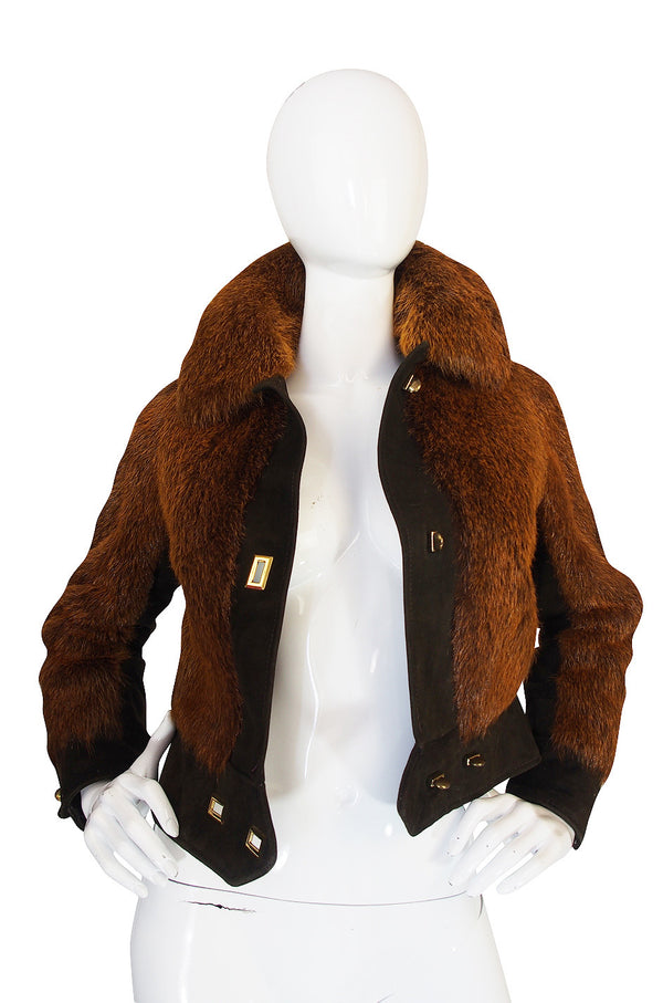 1970s Dyed Beaver Fur & Suede Turn Key Jacket