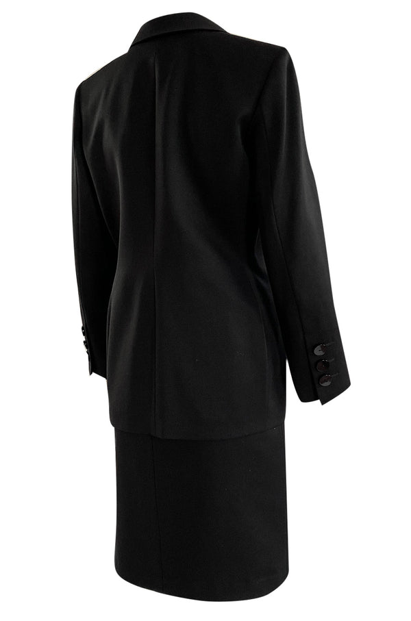 Iconic Fall 1996 Yves Saint Laurent True Haute Couture 'Le Smoking' Black Tuxedo Skirt Suit