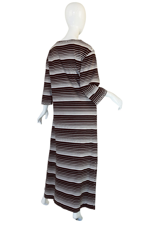 1970s Givenchy Graphic Striped & Studded Caftan Dress