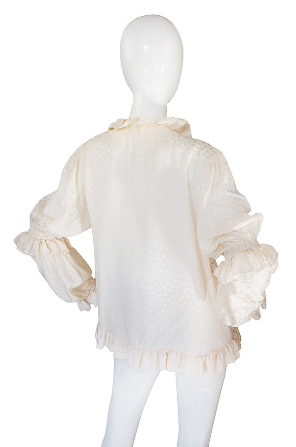 1970s Silk Yves Saint Laurent Ruffled Top