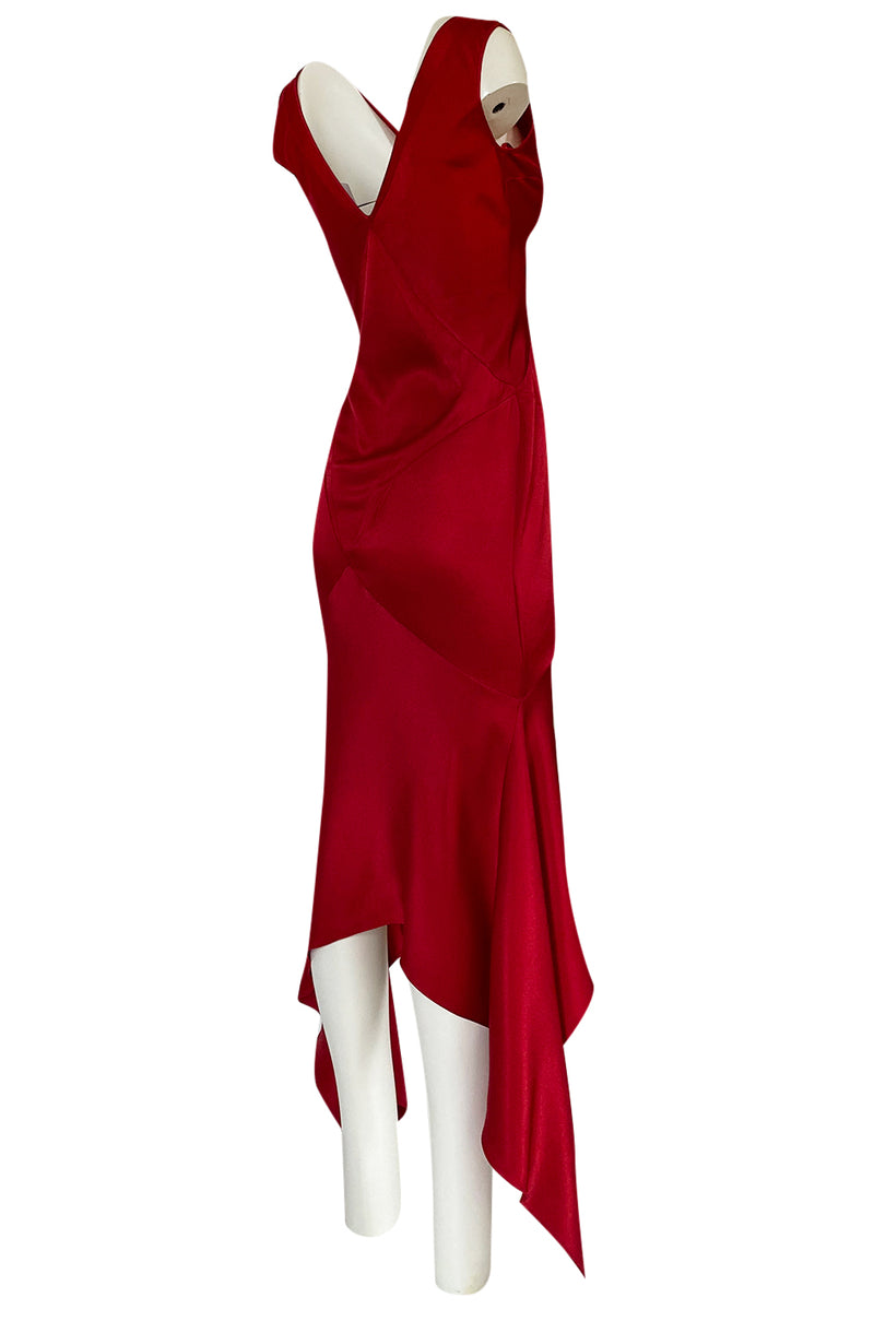 John Galliano Red Bias Cut Sexy High Slit Evening Dress Runway Shipwr –  PauméLosAngeles