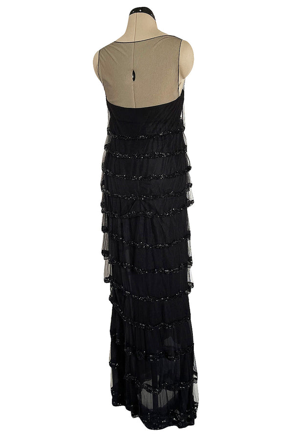 Fall 2006 Nina Ricci by Lars Nilsson Look 34 Black Net Column Dress w Densely Beaded Detailing