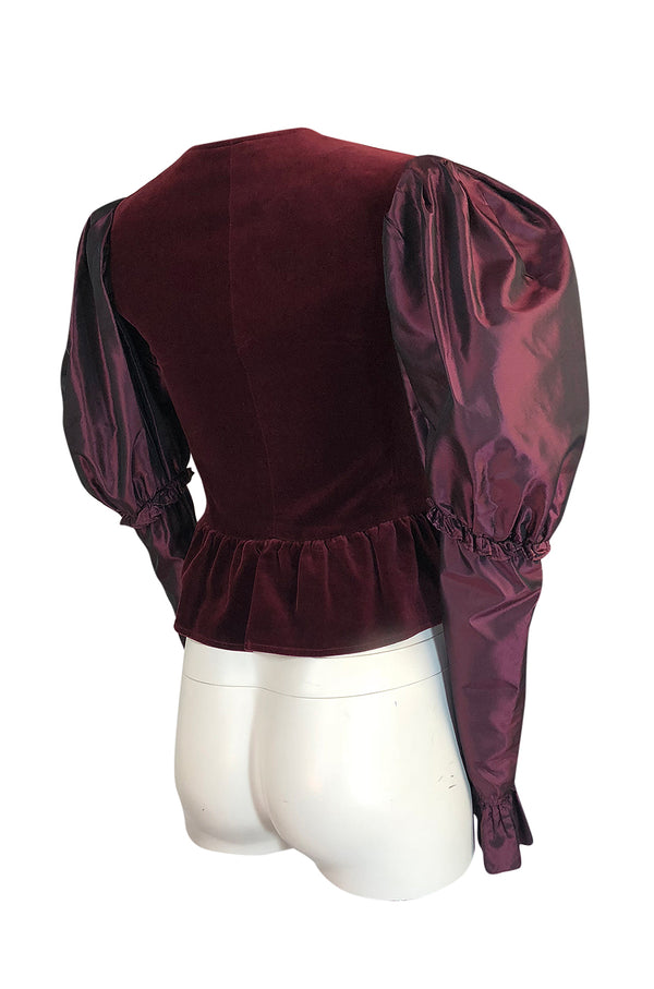 Fall 1982 Yves Saint Laurent Dramatic Sleeve Silk Taffeta & Velvet Jacket