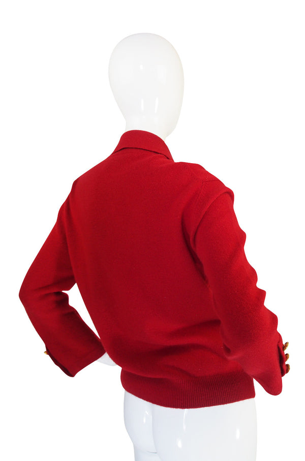 1990s Red Cashmere Chanel Cardigan Sweater