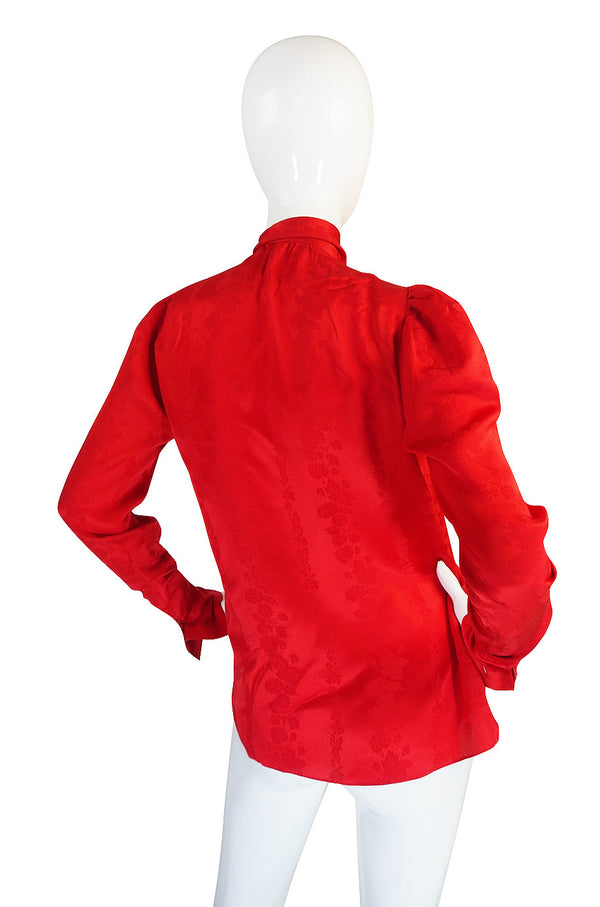 1979 Yves Saint Laurent Haute Couture Red Silk Top