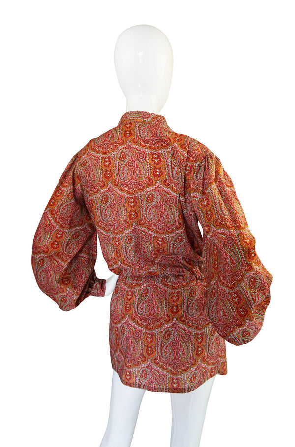 1970s Yves Saint Laurent Paisley Print Challis Tunic Top