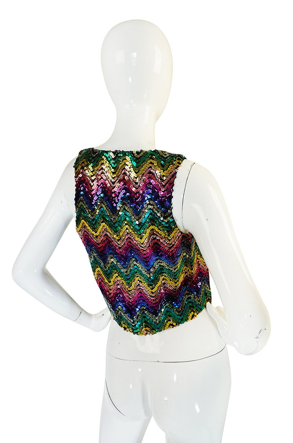 c1973 Biba Rare Rainbow Sequin Vest Top