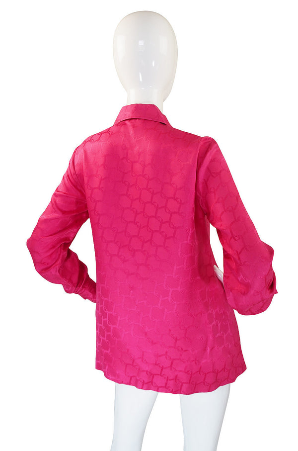 1970s Roberta De Camerino Pink SIlk Top