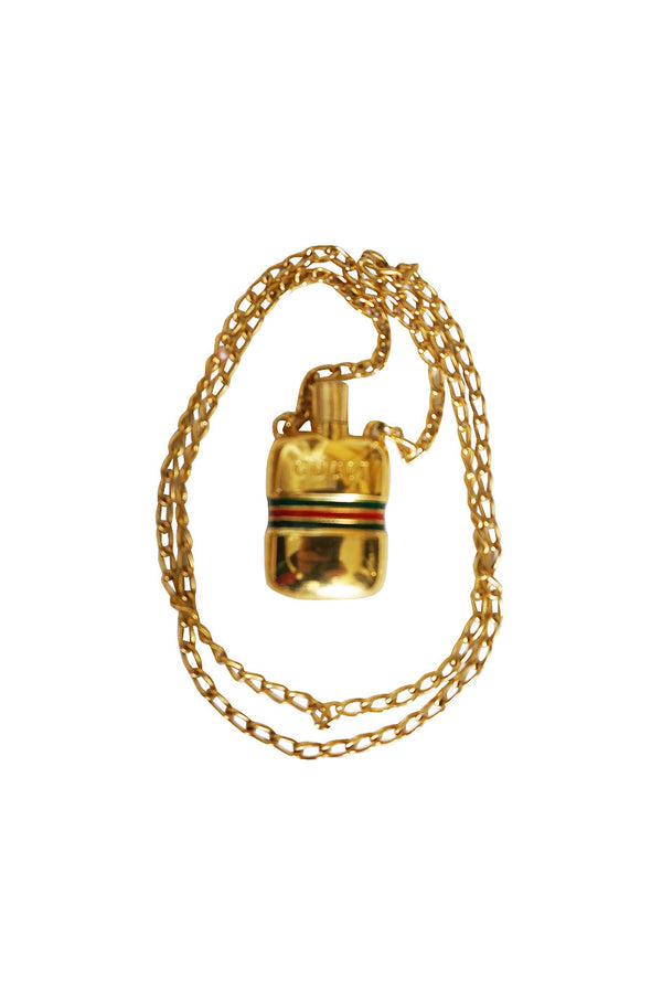 1960s Gucci Gold Plated Perfume Bottle Necklace