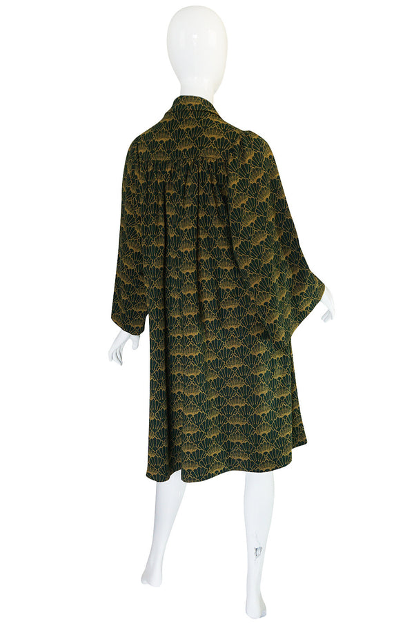 1960s Print Jersey Knit Biba Skirt & Jacket Suit