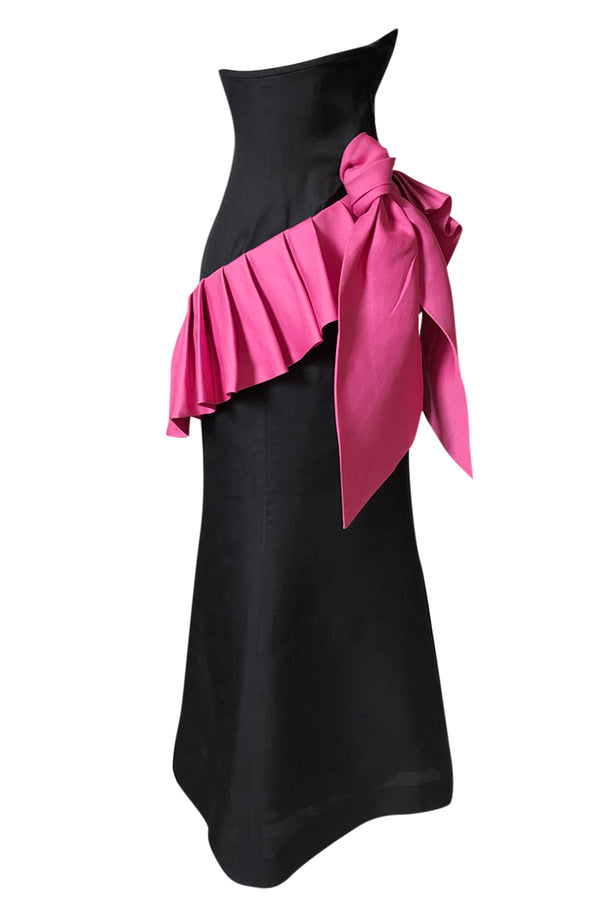 Spring 1987 Yves Saint Laurent Runway & Ad Campaign Pink Ruffle Dress