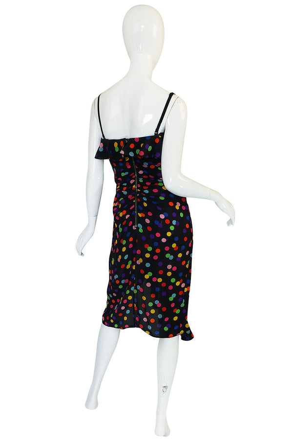 1990s Dolce & Gabbana D&G Silk Multi-Color Dot Dress