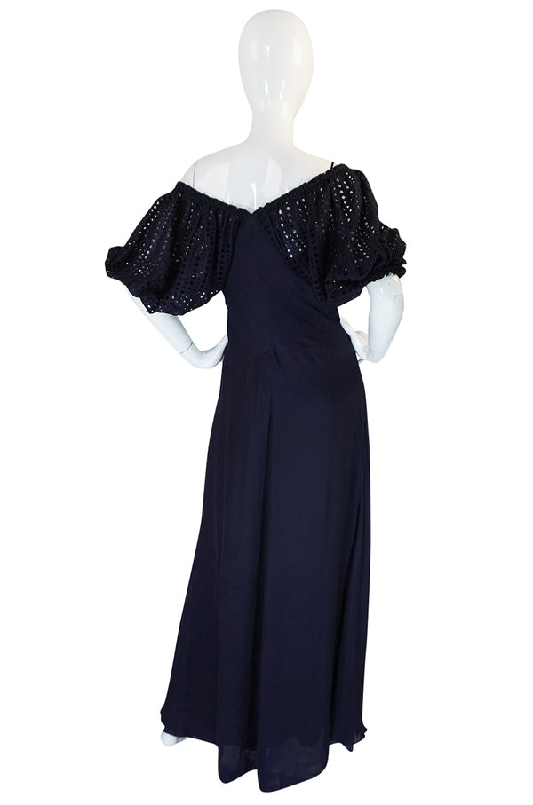 1990s Jean Paul Gaultier Femme Eyelet Pouf Sleeve Dress