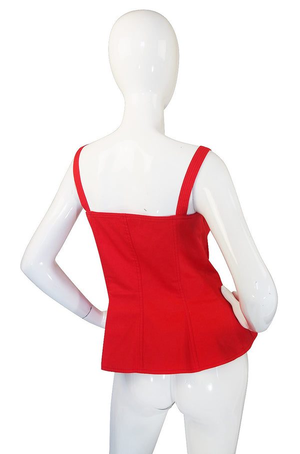 1970s Yves Saint Laurent Red Corset Top