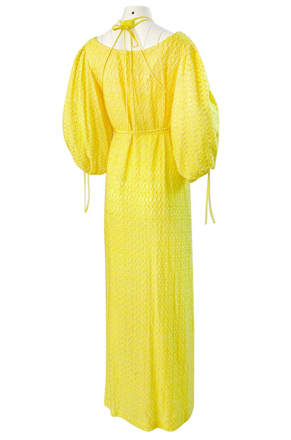 Fall 2016 Rosie Assoulin 'Holster' Bubble Sleeve Yellow Puff Fabric Tie Dress