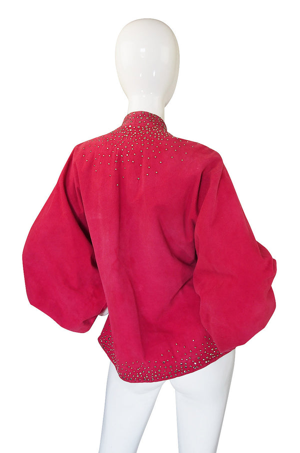 c1982 Hot Pink Suede Studded Halston Jacket