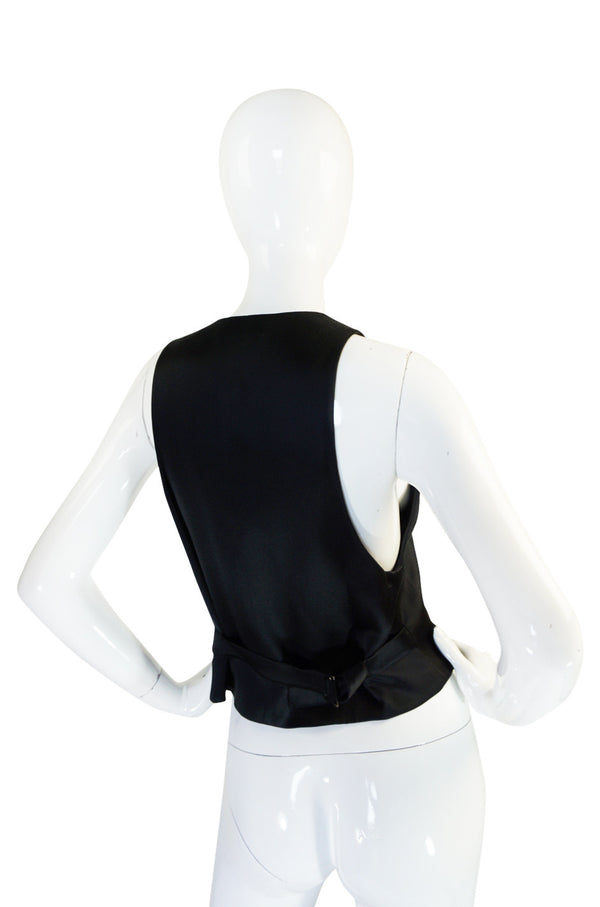 Iconic 1990s Black Silk Yves Saint Laurent Tuxedo Vest