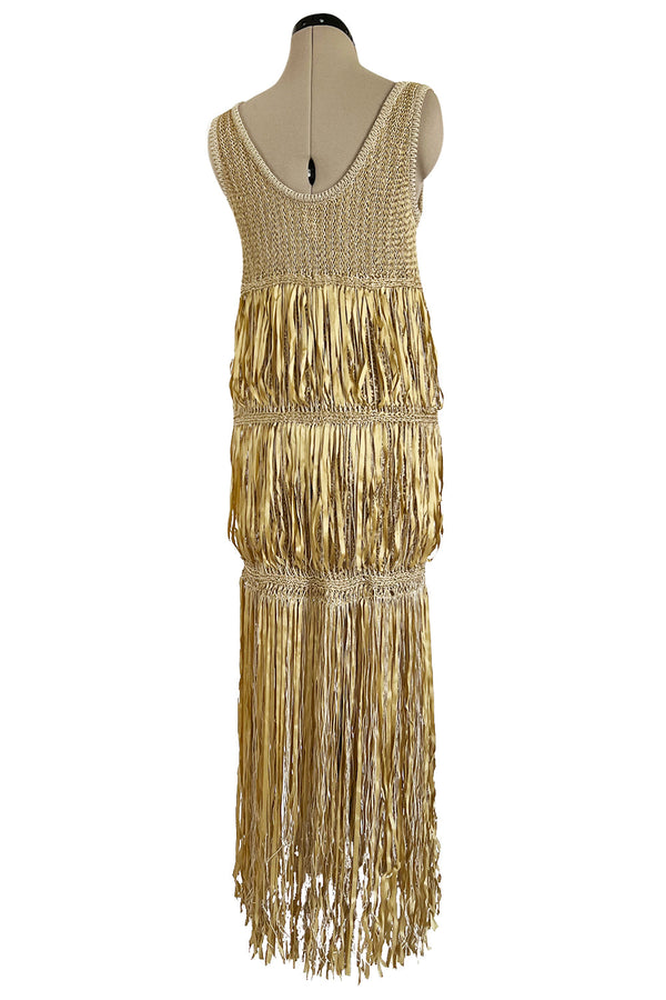 Incredible Cruise 2011 Chanel by Karl Lagerfeld Gold Ribbon & Metallic Cord Knit Dress