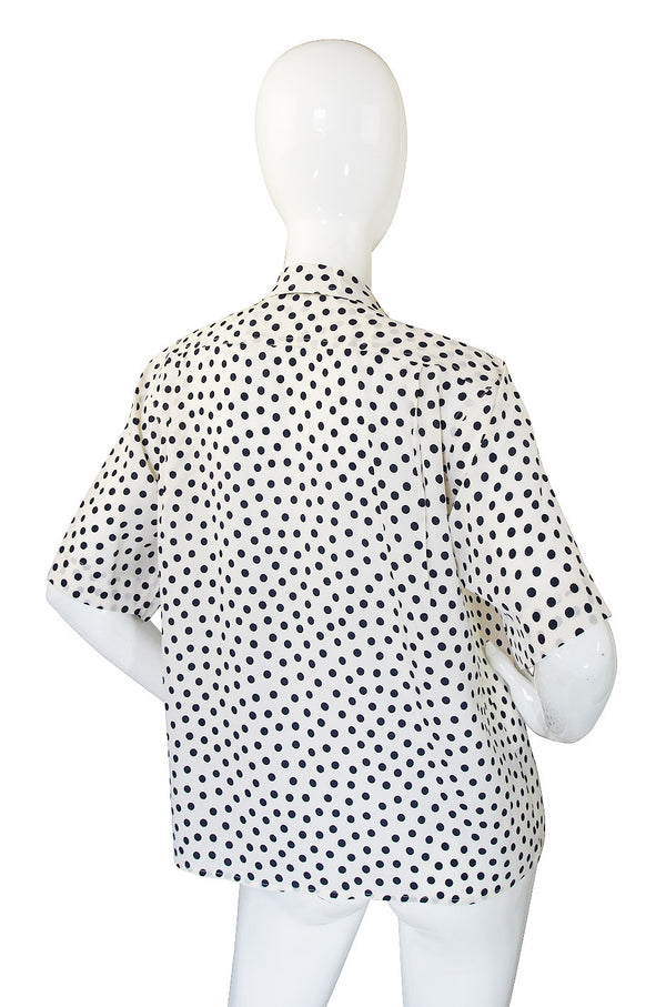 1980s Yves Saint Laurent Silk Dot Top