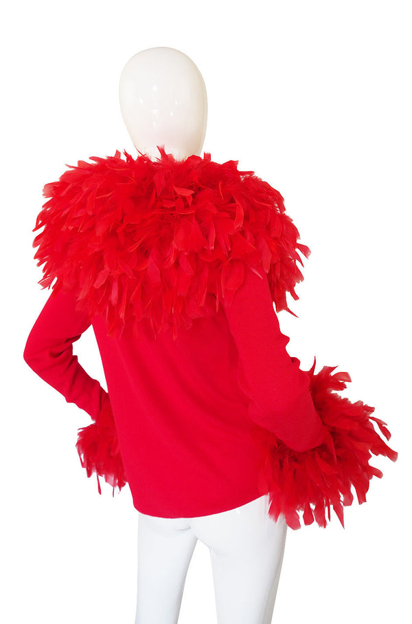 1980s Guy LaRoche Dramatic Feather Sweater