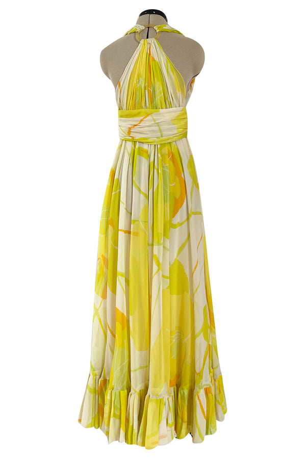 Beautiful 1973 Christian Dior by Marc Bohan Printed Silk Chiffon Dress