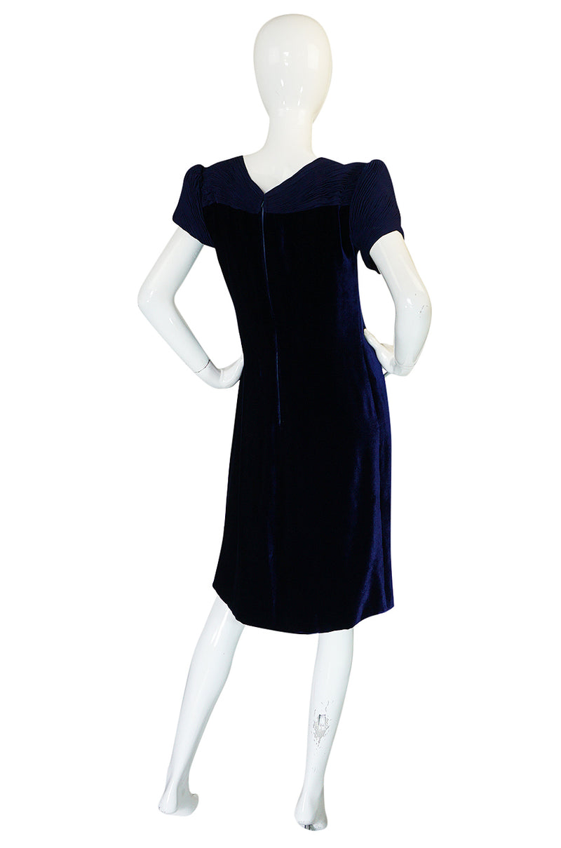 1980s Valentino Haute Couture Blue Silk Velvet Shift Dress – Shrimpton ...