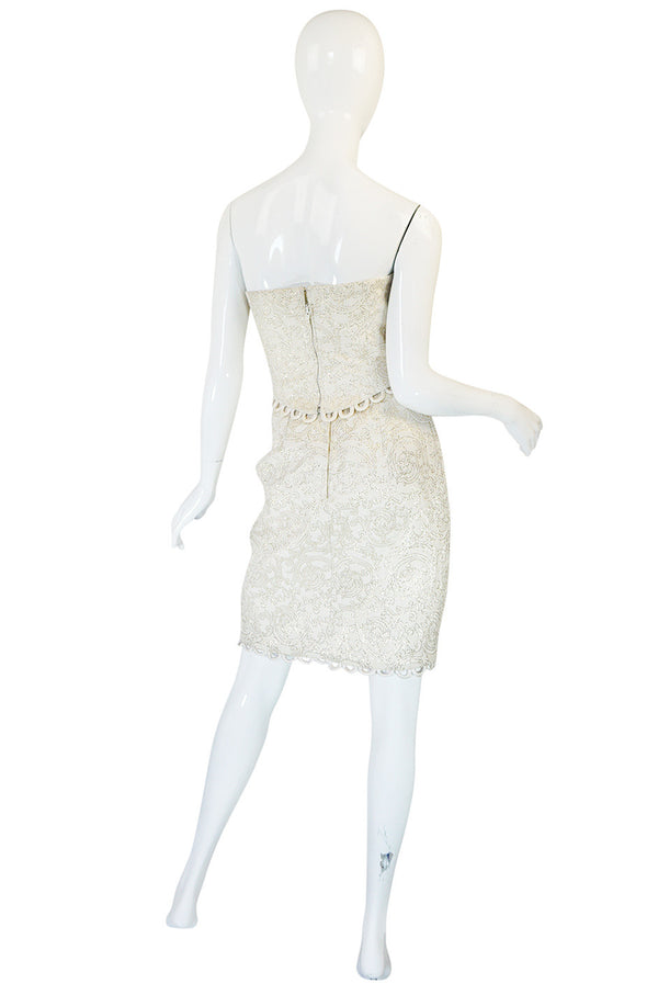 1980s Zandra Rhodes Gold & Cream Bustier Skirt Set