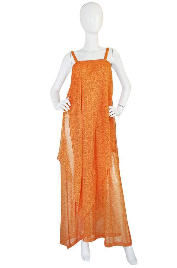 1970s Silk Chiffon Hem Yves Saint Laurent Dress & Capelet