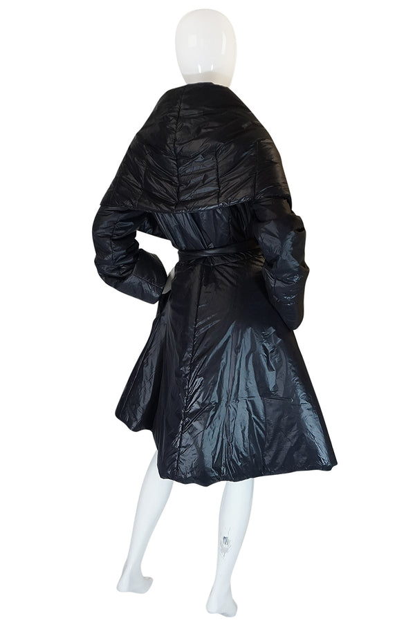 1980s OMO Norma Kamali Black Sleeping Bag Coat with Hood