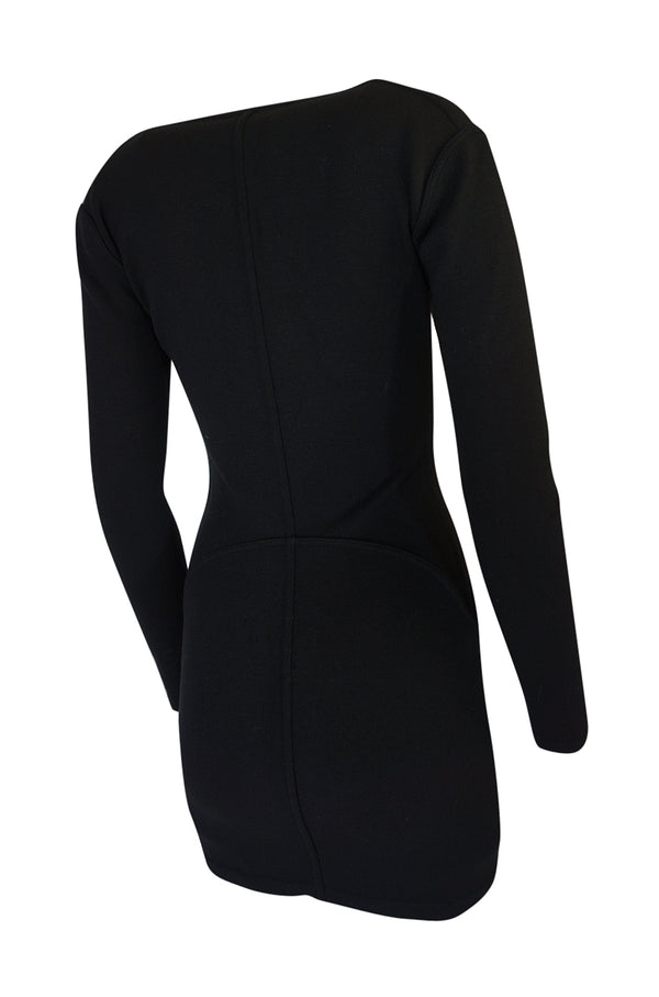 F/W 1990 Azzedine Alaia Fitted Knit Dress w Wide Neck Detail