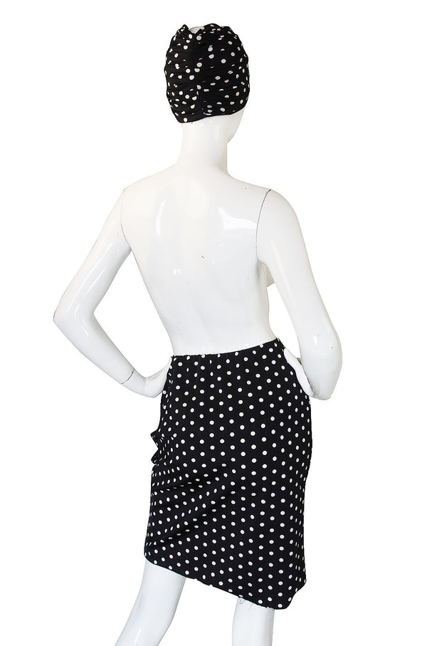 1980s Amazing Norma Kamali Dot Skirt & Turban