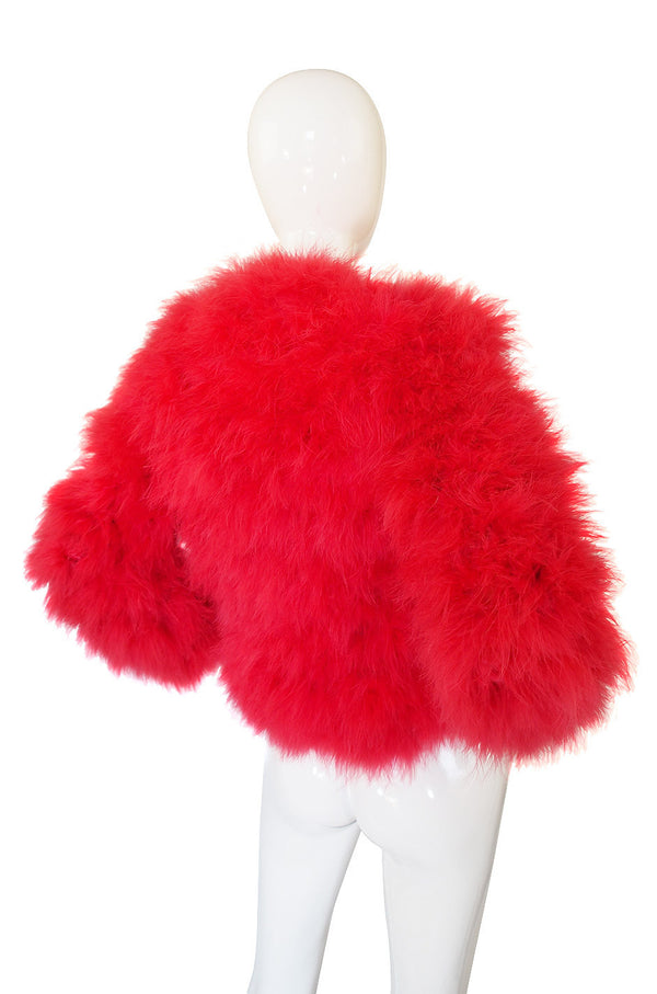 1970s Donald Brooks Cherry Feather Jacket