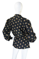 1974 Yves Saint Laurent Silk Floral Print Top