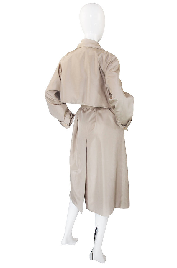 1980s Silk Look Celine Camel Trench Coat