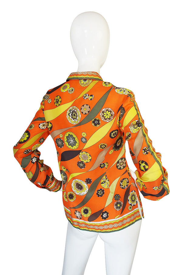 1960s Gorgeous Citrus Emilio Pucci Silk Twill Top