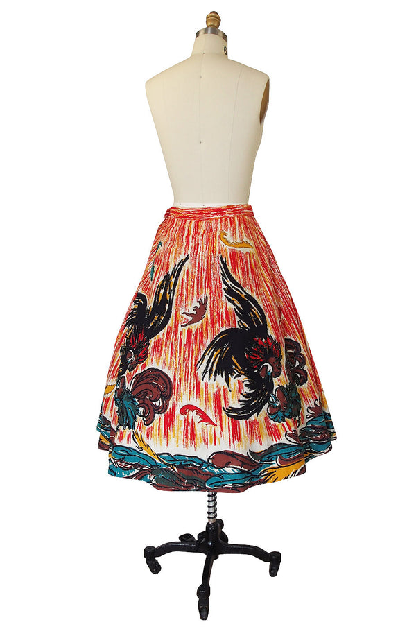 1950s Beaded & Hand Painted Mexican Circle Skirt