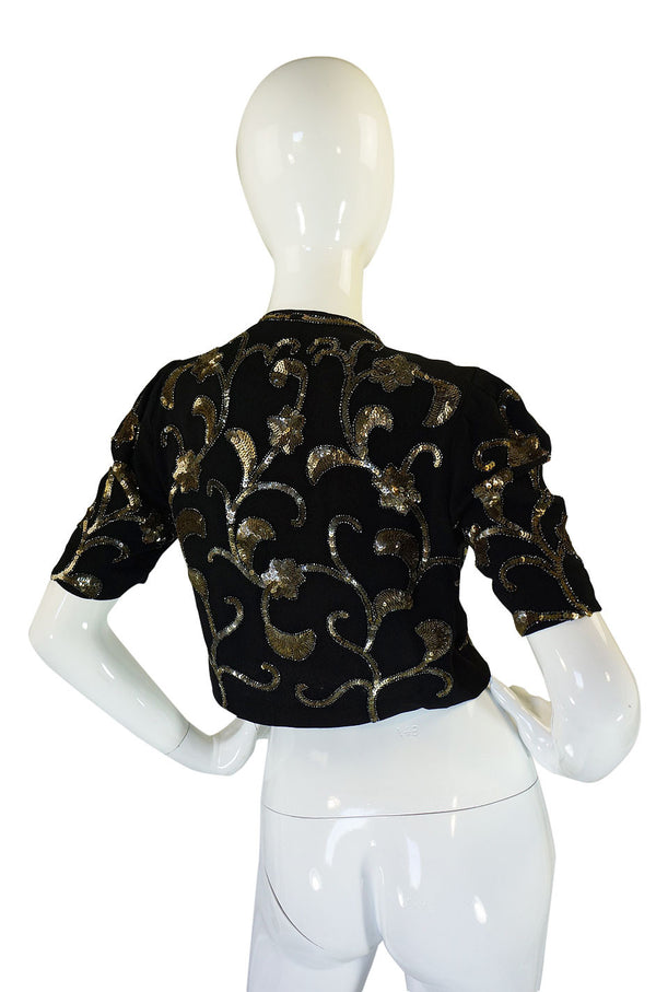 Amazing 1940s Sequined Zip Front Top