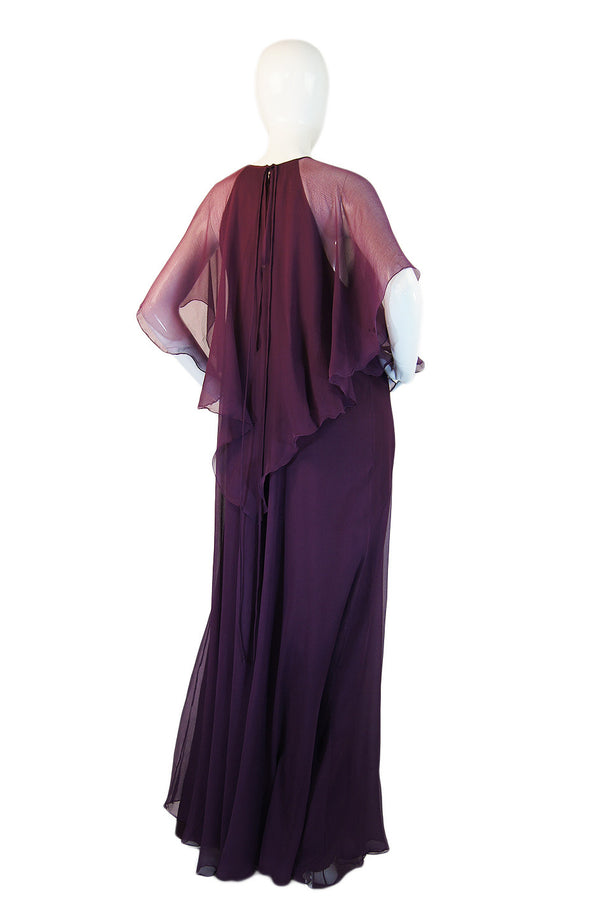 1970s Silk Chiffon Jean Varon Maxi Dress