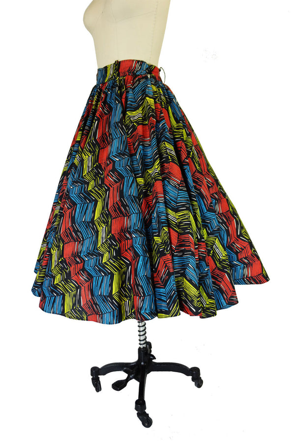 1950s Multi Colour Cotton Circle Skirt