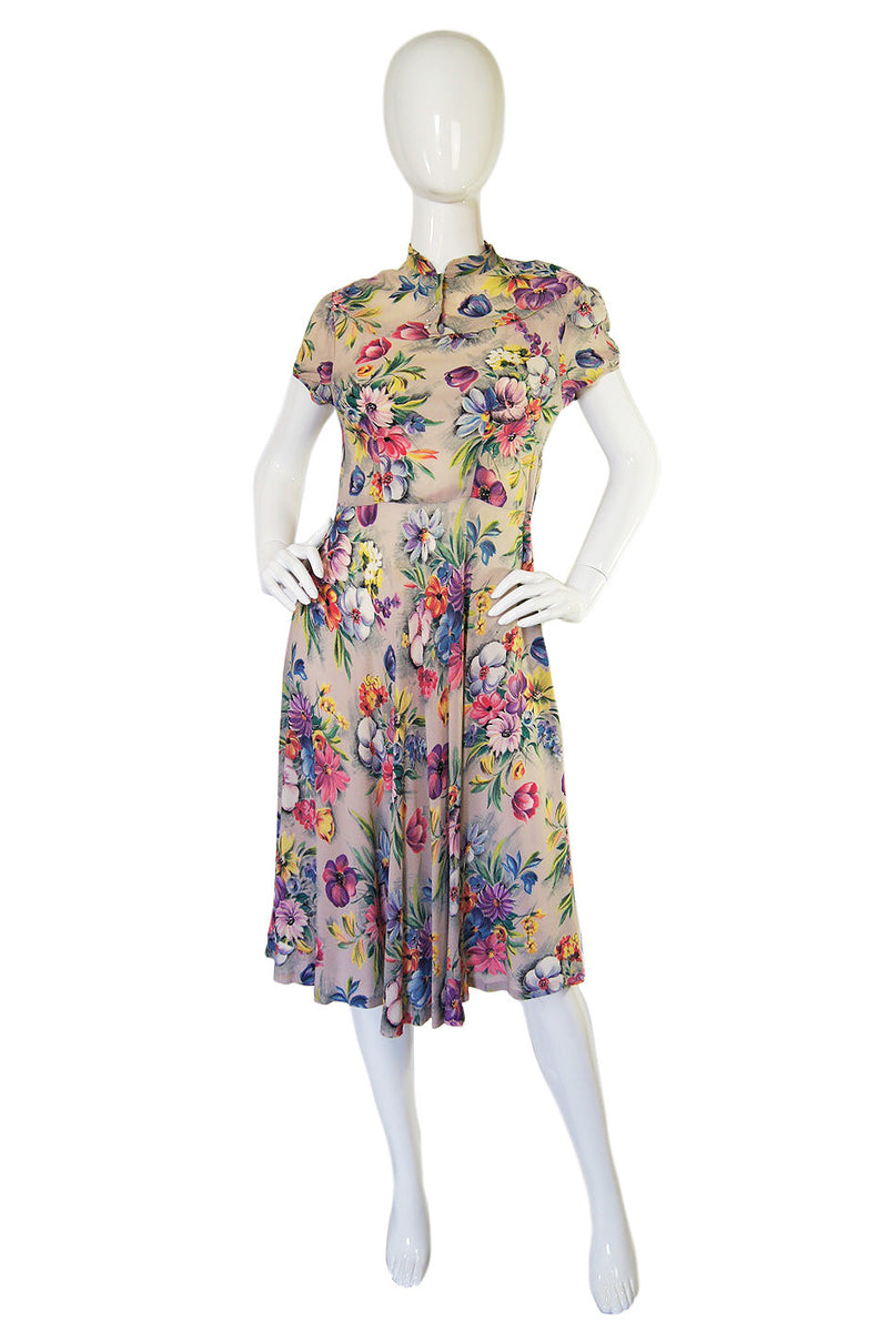 1940s Silky Rayon Floral Swing Dress – Shrimpton Couture