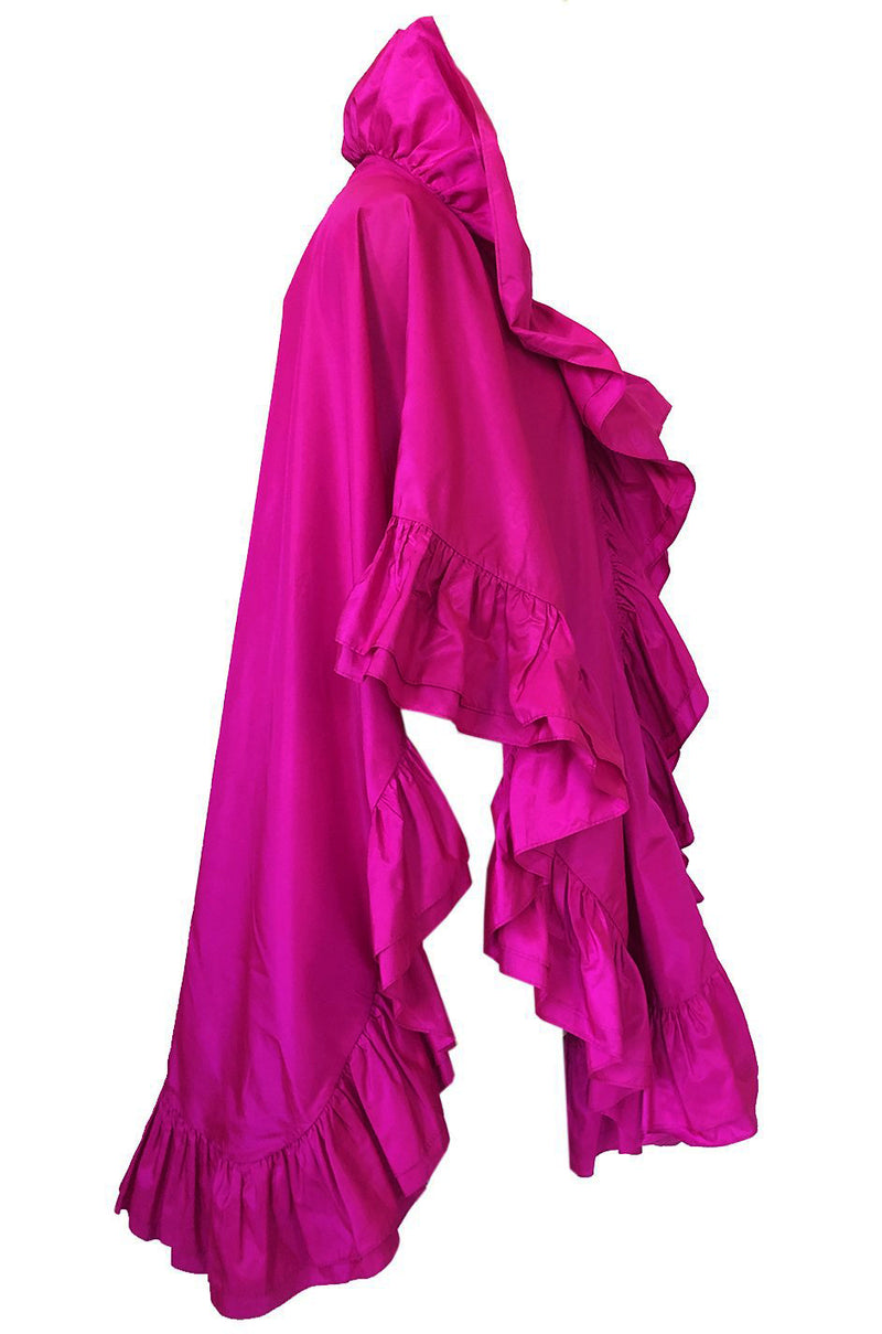 1970s Christian Dior Silk Pink Fuschia Ruffled Evening Cape or Shawl ...