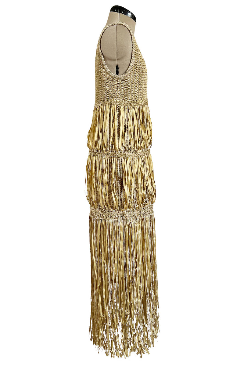 Incredible Cruise 2011 Chanel by Karl Lagerfeld Gold Ribbon & Metallic Cord Knit Dress