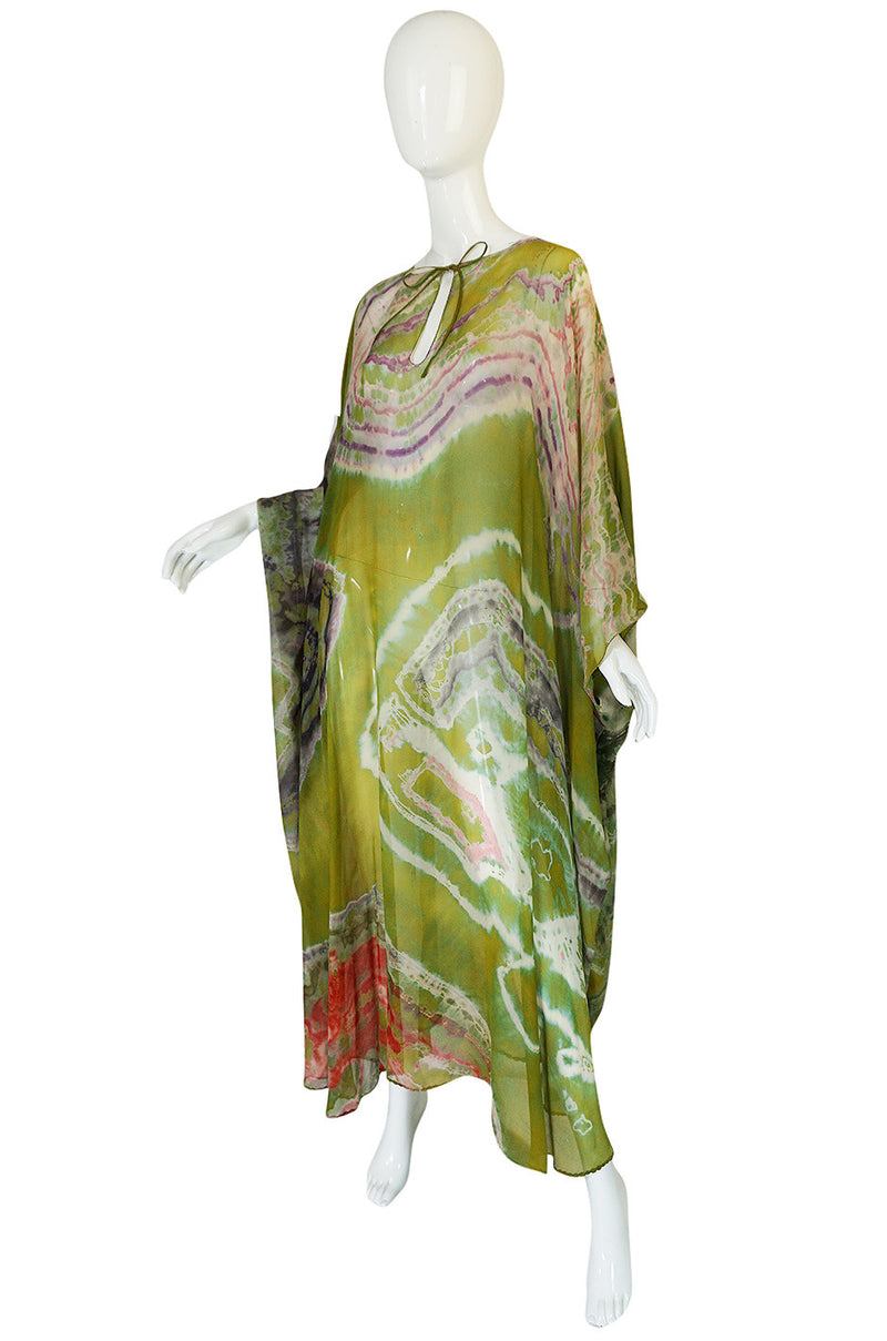 c1972 Potential Halston Silk Chiffon Tie Dye Caftan Dress – Shrimpton ...