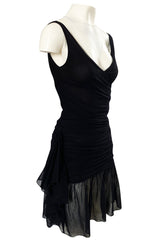 c. 1990 Giorgio Di Sant Angelo Black Silk Stretch Net Fitted Mini Dress