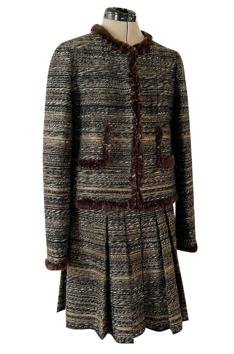 Chanel Mink Fur Tweed Coat