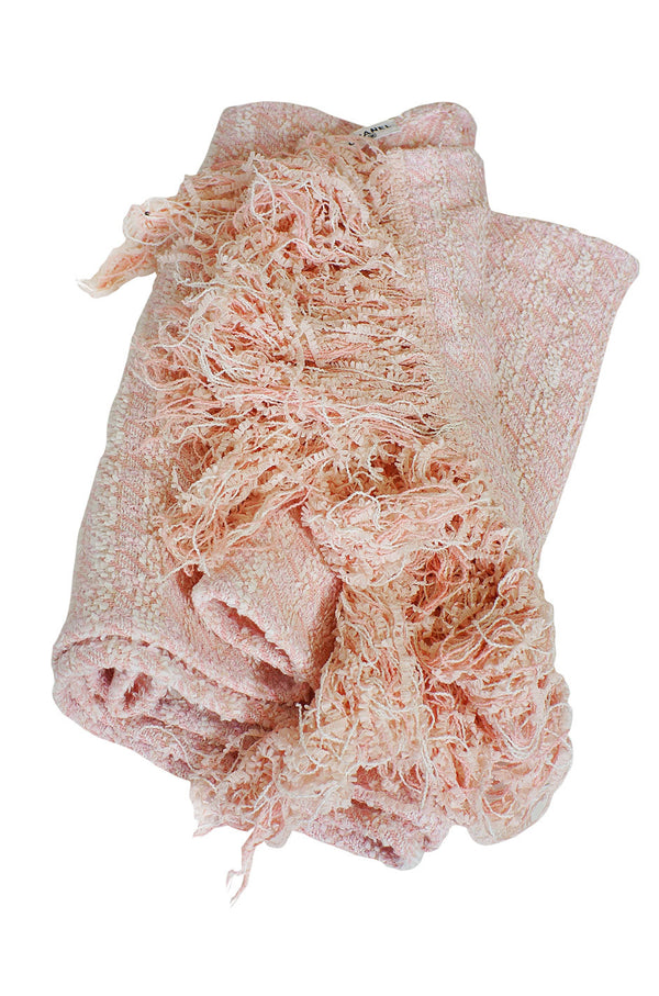 Recent Chanel Pink Boucle Fringe Scarf