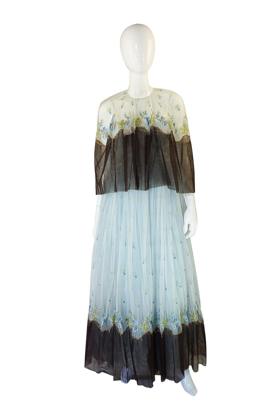 1960s Bosand Net Blue Gown with Cape – Shrimpton Couture